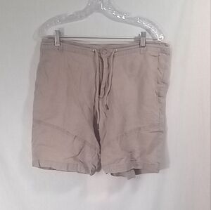Calvin Klein Jeans Tan Linen Flat Front Shorts Size Waist 32